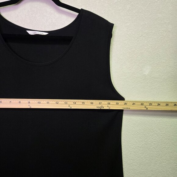 Misook XL Black Sleeveless Sheath Knit Midi Dress Minimalist Old Money Quiet Lux - Picture 7 of 8